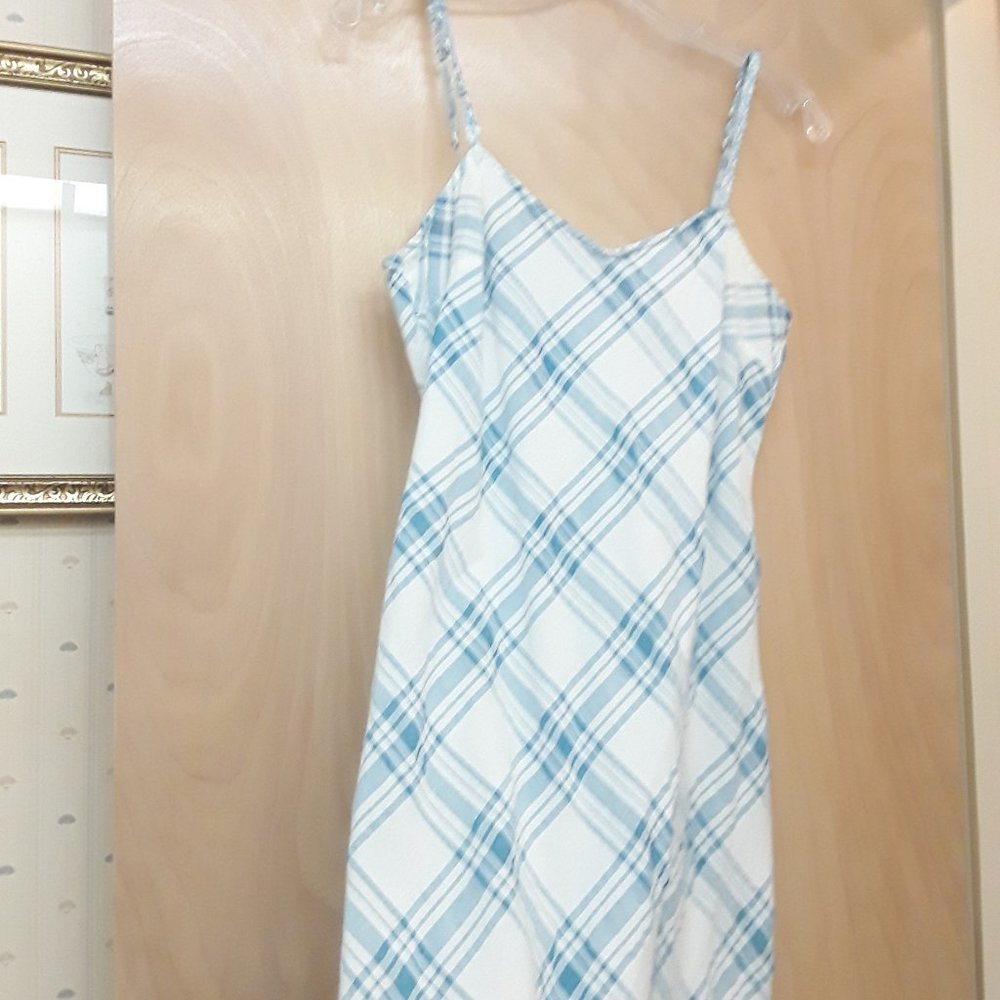 United Colors of Bennetton Blue White Plaid tank dress M
